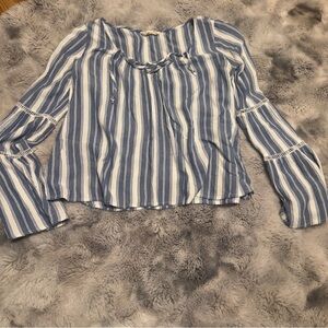 Hollister Blue and White Striped Blouse